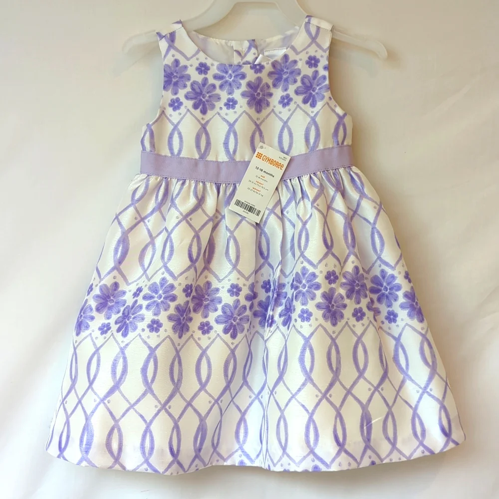 Gymboree | Baby Girl Lavender Floral Lattice Dress – Special Occasion Style